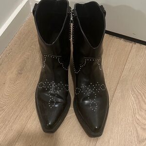 H&M Black Ankle Boots with Silver Studs